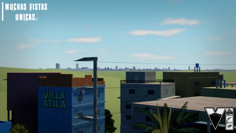 Vista de Villa Atila y la ciudad al fondo